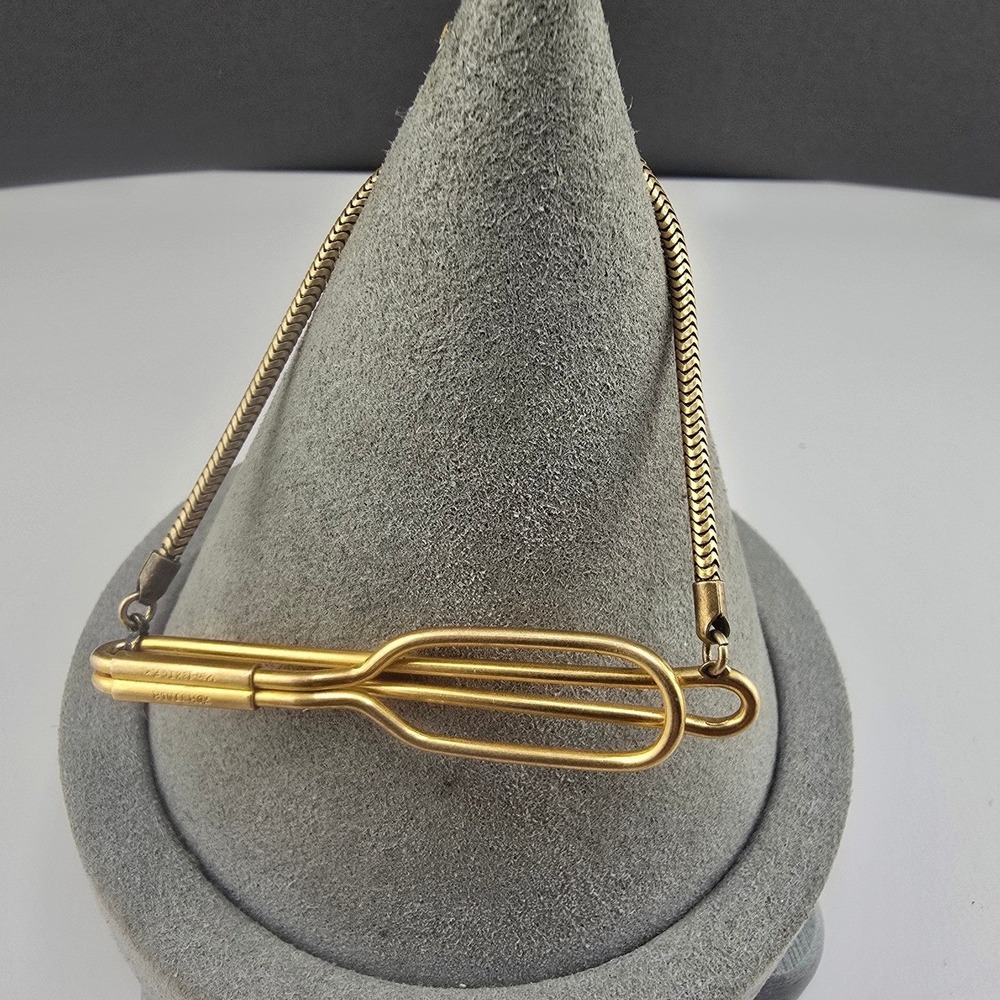 Vintage Forstner Estate Tie Clip Gold Filled Snake Chain  Minimalist 2in